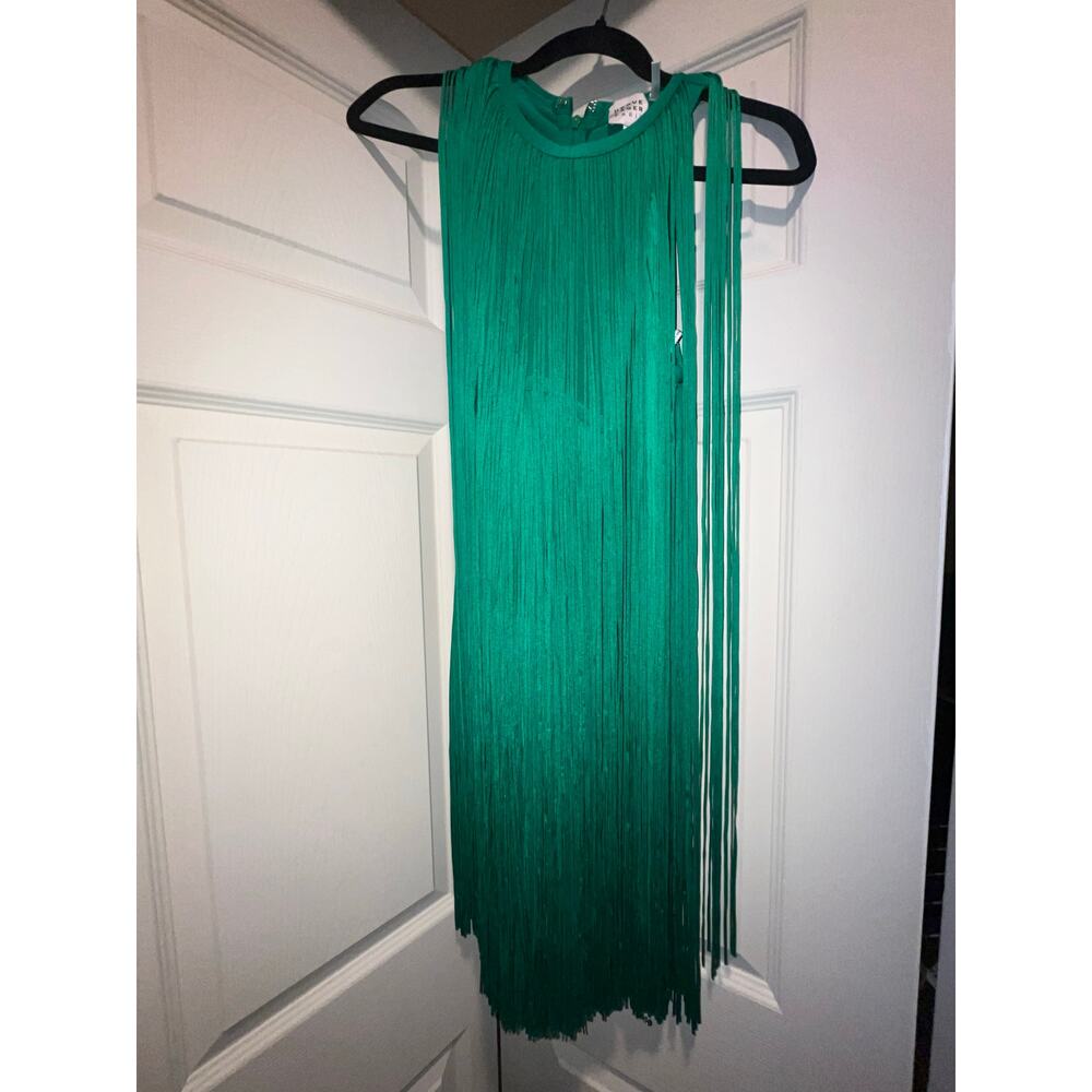 Herve leger green fringe racer dress